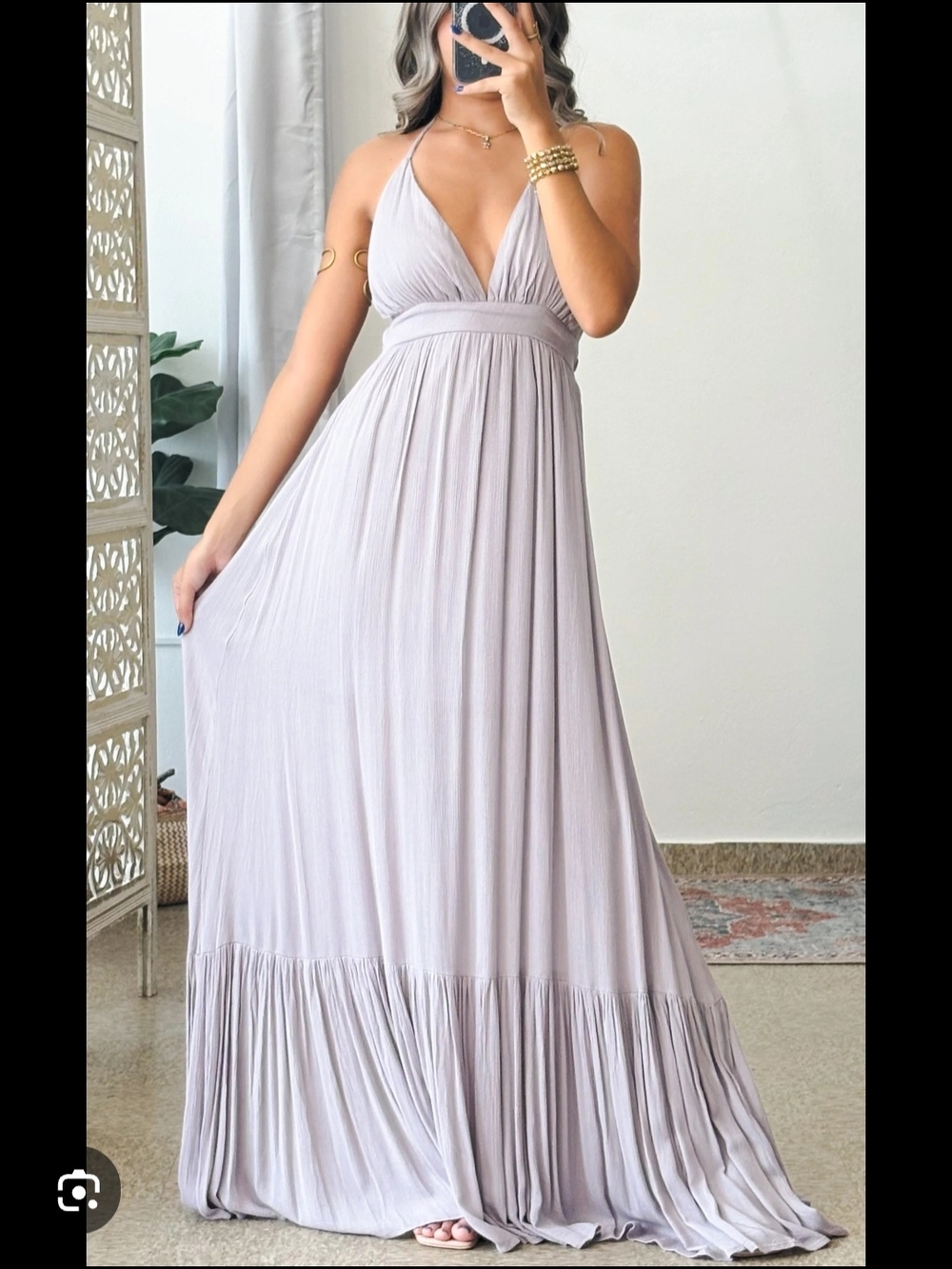 Lovely Day Lavender Halter V-Neck Maxi Dress